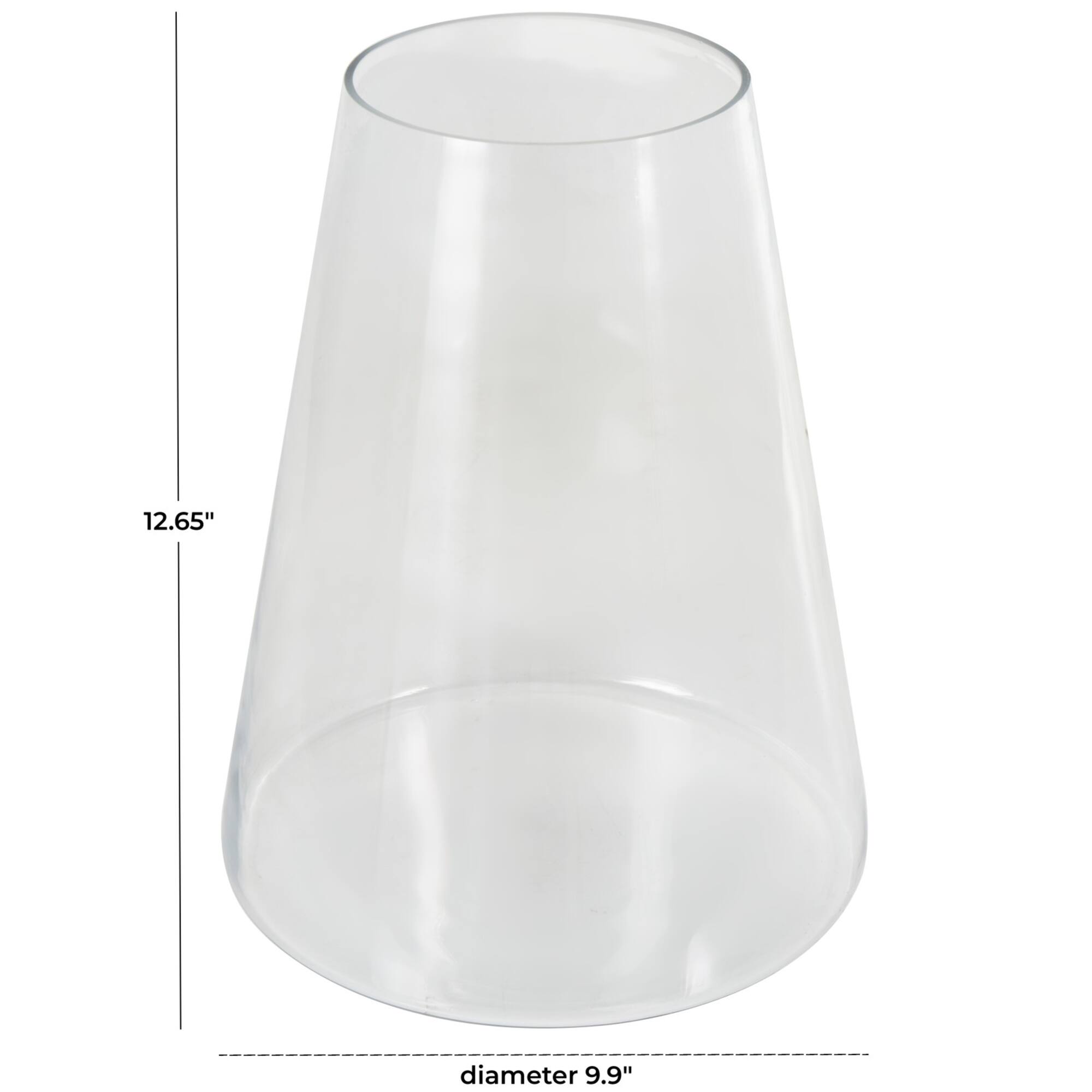 12.5" Clear Wide Cone-Shaped Glass Vase